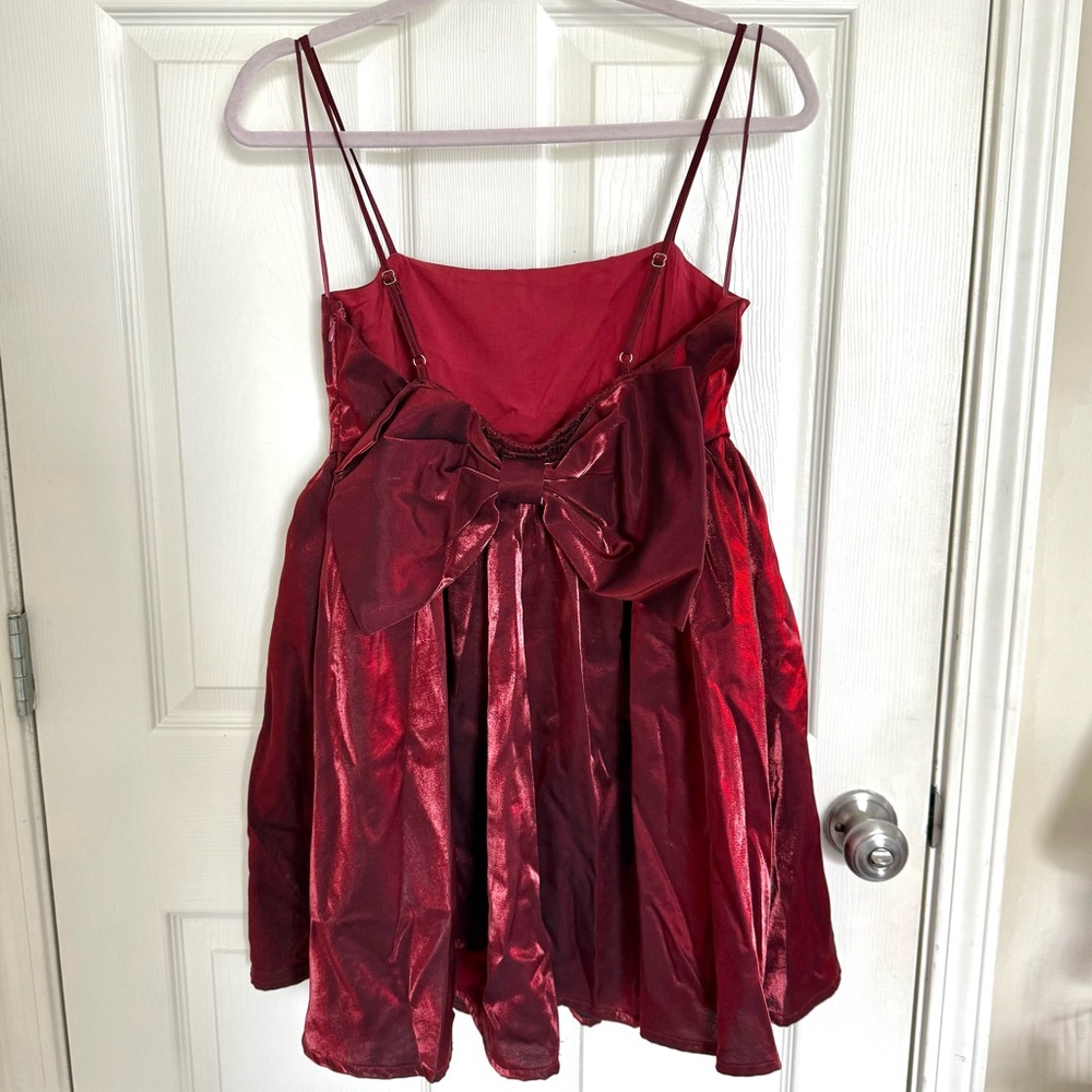Anna Grace Red Babydoll Dress with Bow